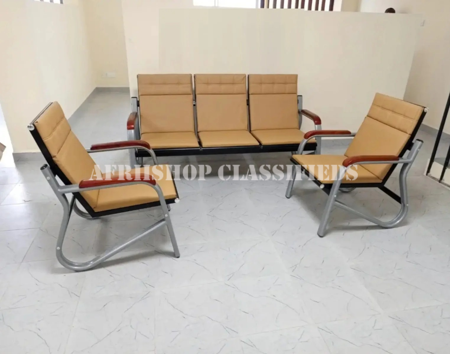 Office Sofa; Leather 5 Seater Meeting Office Sofa