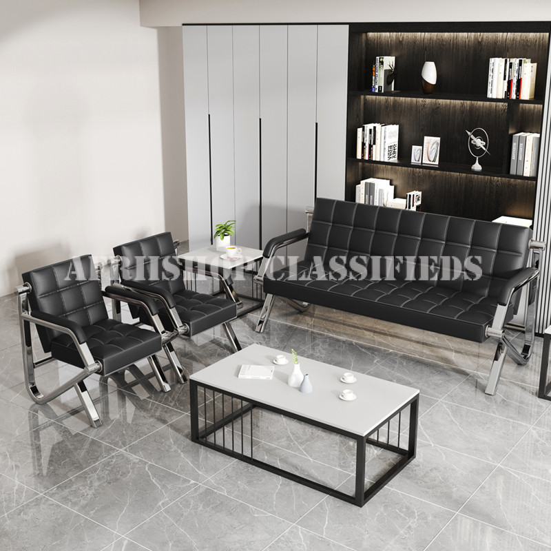 Office Sofa: Black 5 Seater Office Sofa