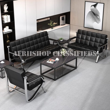Office Sofa: Black 5 Seater Office Sofa