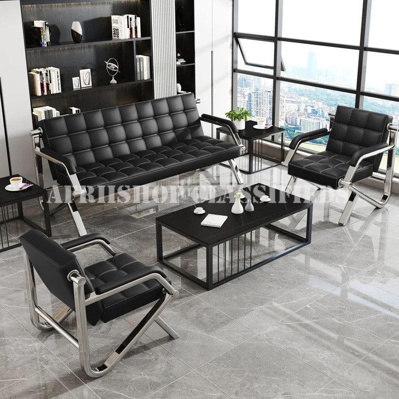 Office Sofa: Black 5 Seater Office Sofa