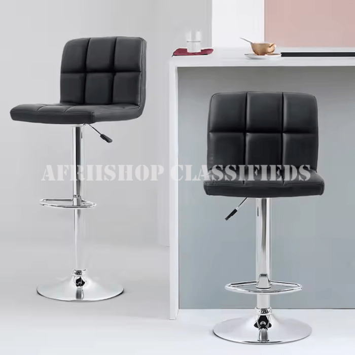 Bar Stool : Black Adjustable Bar Stool