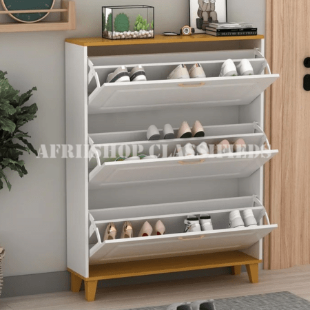 Home Shoe Rack; 3-Flip Drawer Wooden Shoe Rack for Home Entryway