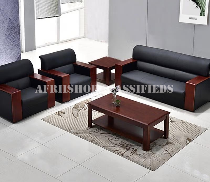 Office Sofa: Black Leather Office Sofa