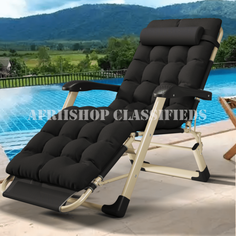 Sun Lounger; Lightweight Foldable Sun Lounger with Cushion