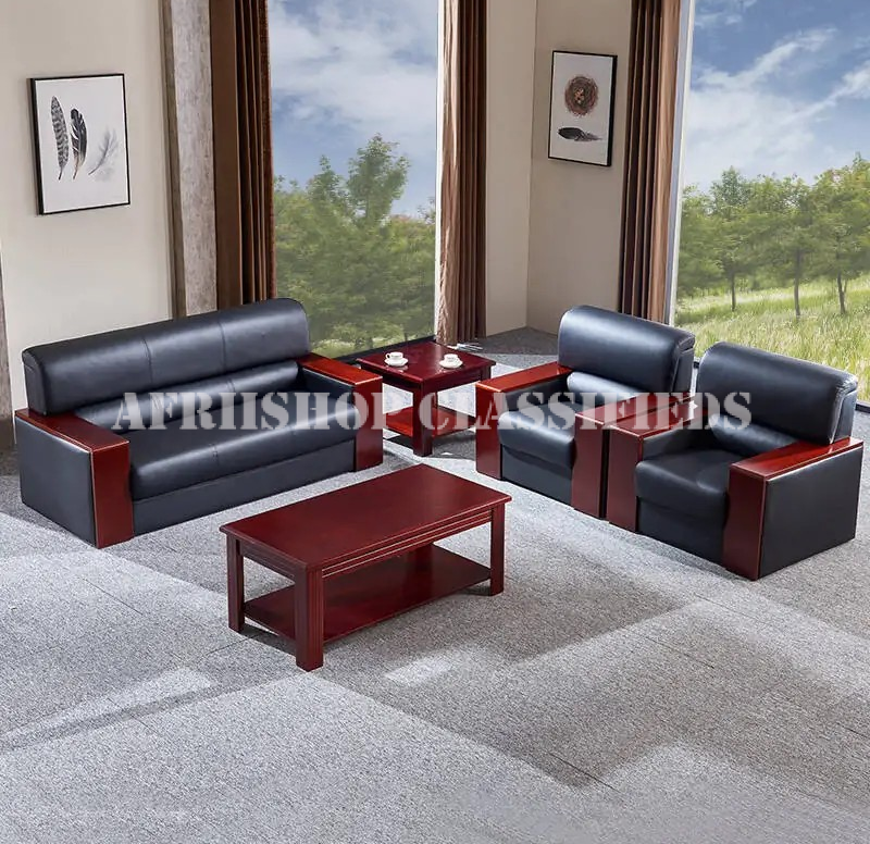 Office Sofa; Leather Meeting 5 Seater Office Sofa Set