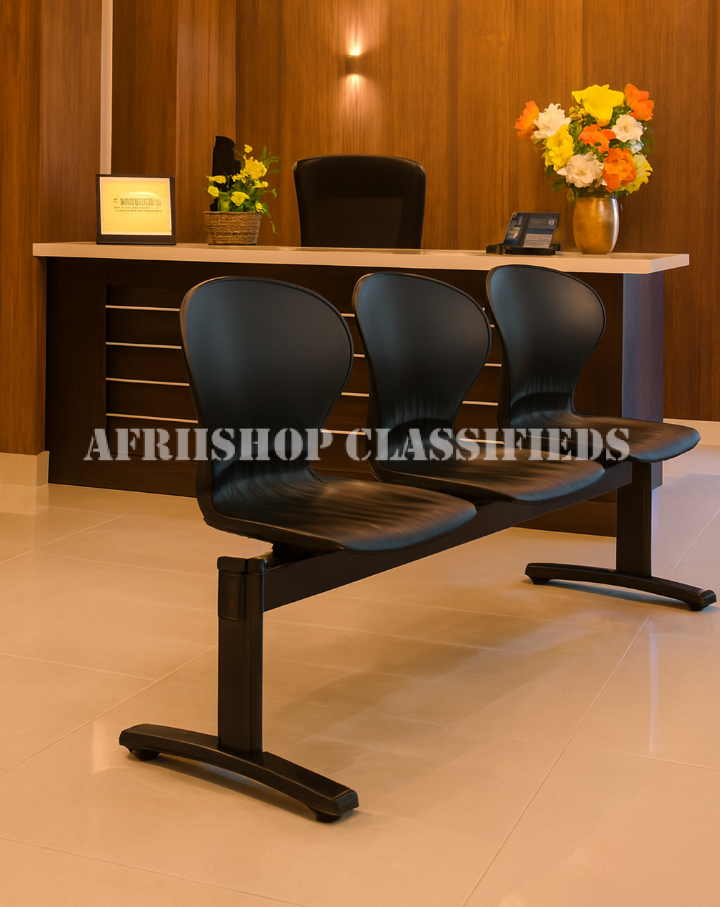Office Bench : 3-Seater Linked Plastic office Bench