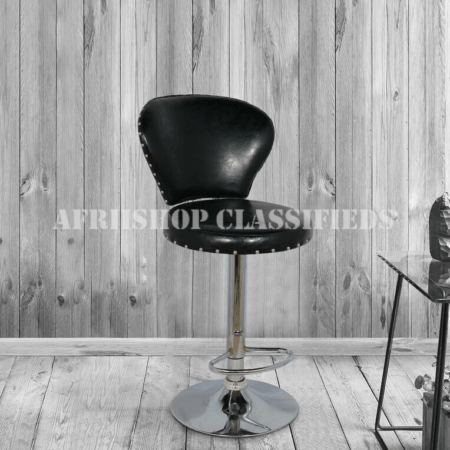 Barstool;Black Leather Swivel Barstool