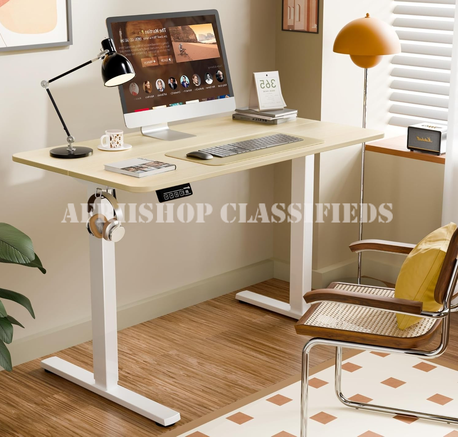 Office Desk : 1.4M Electric Standing Height Adjustable Office Desk