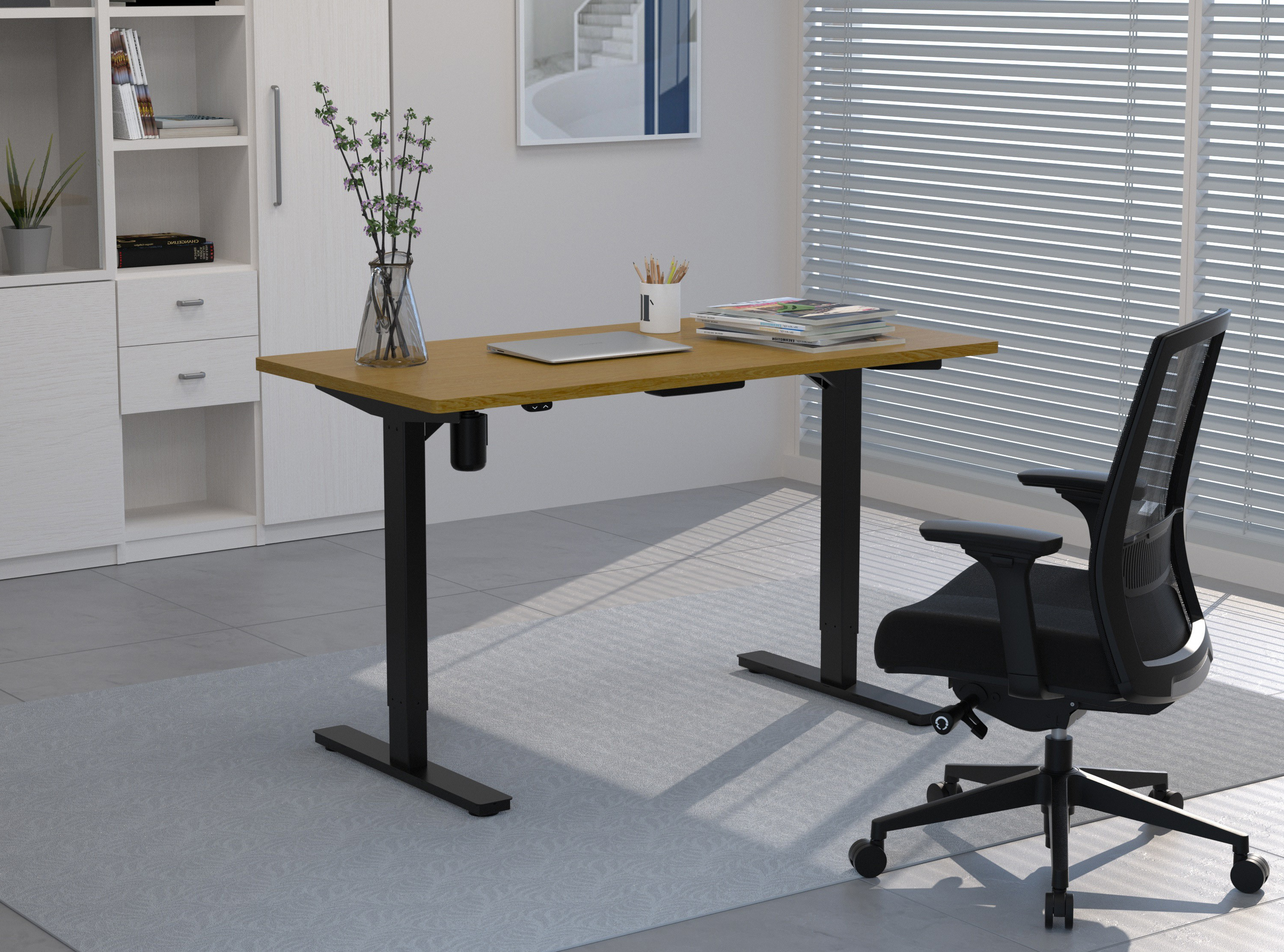 Office Desk : 1.4M Electric Standing Height Adjustable Office Desk
