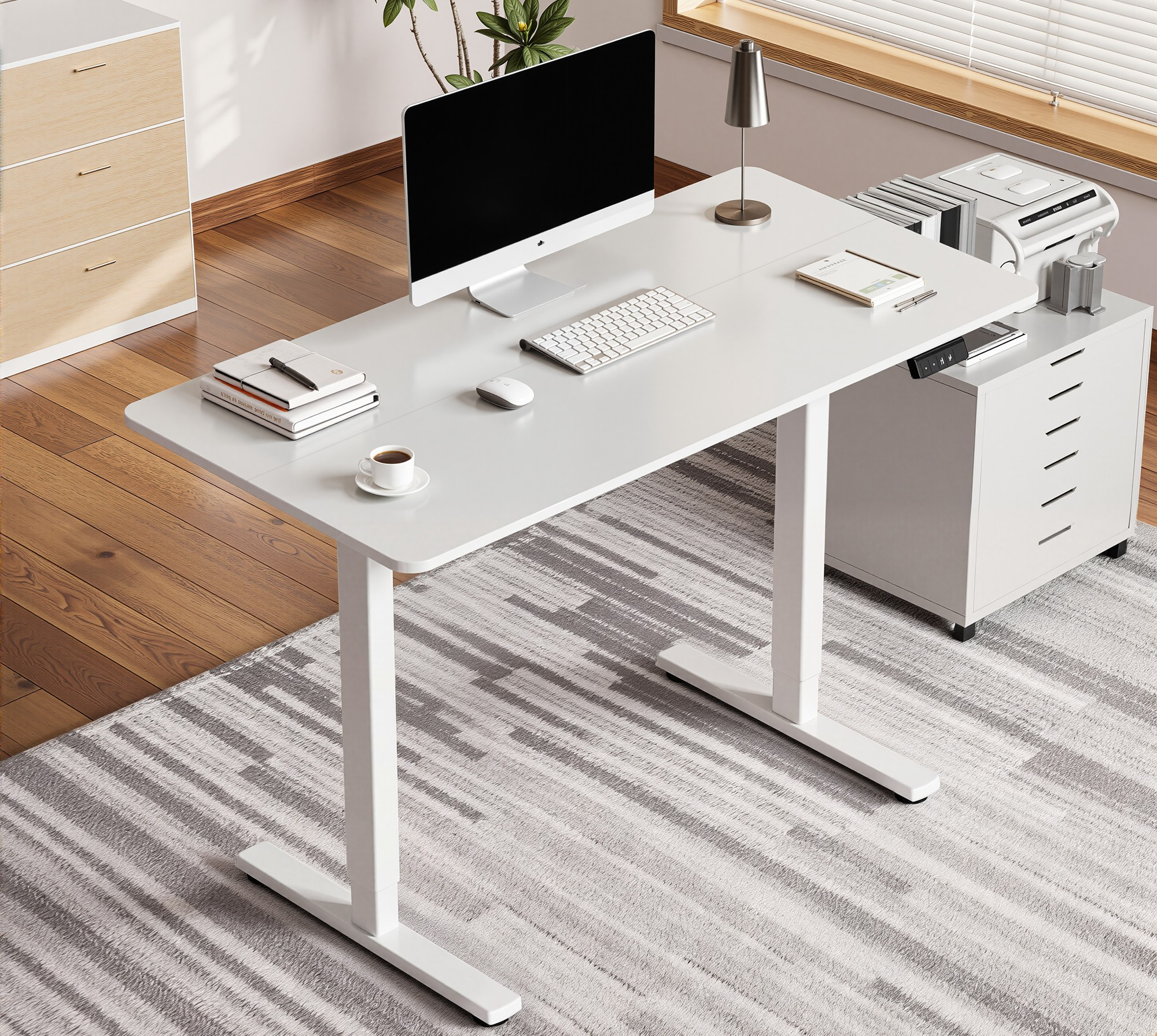 Office Desk : 1.4M Electric Standing Height Adjustable Office Desk