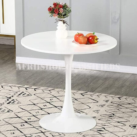 Dining Table; Modern Round Dining Table with White Marble Top