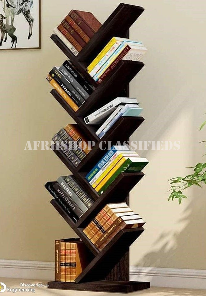 Bookshelf; Tree Shaped Wooden 8 Tier Bookshelf