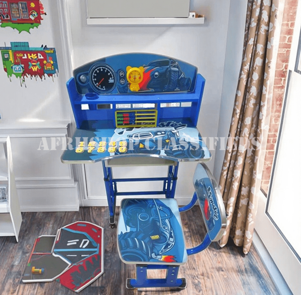 Kid’s Furniture; Adjustable Height Kid’s Desk and Chair