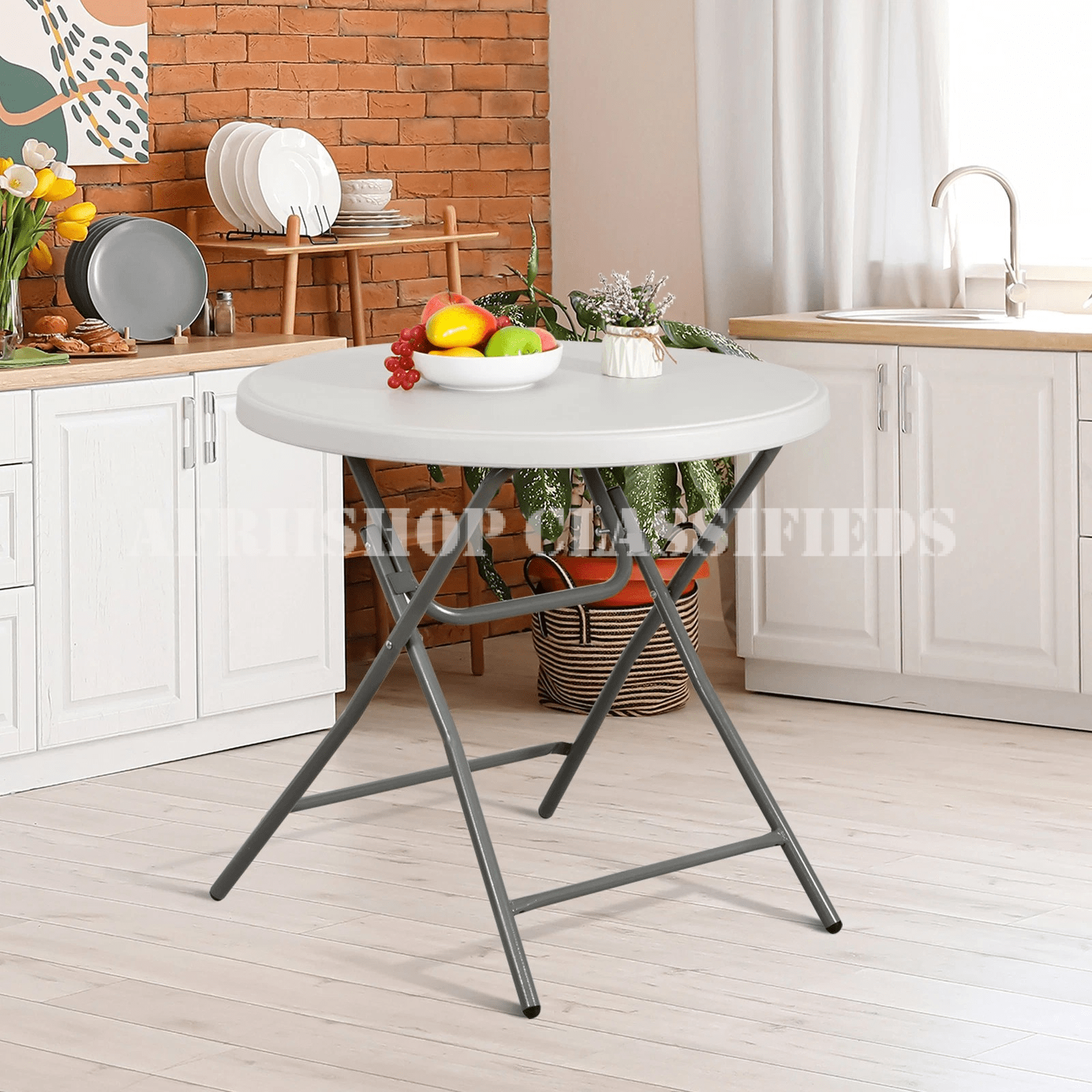 Foldable Table; White Round Folding Plastic Table