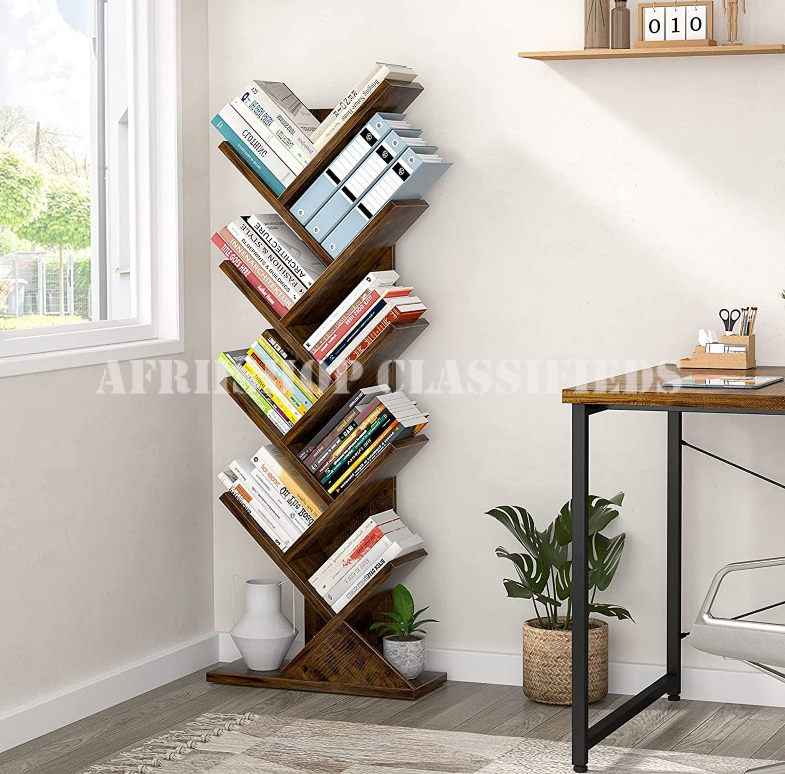 Bookshelf; Tree Shaped Wooden 8 Tier Bookshelf