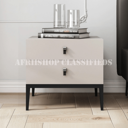 White Double Drawer Wooden Cabinet