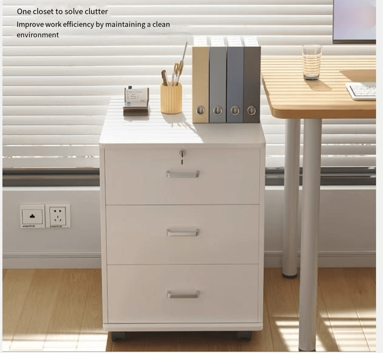 Office Cabinet: 3 Drawer Brown File Cabinet