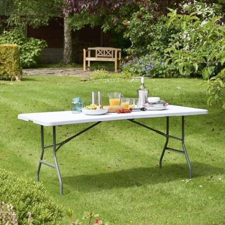 Folding Table; White Heavy Duty Plastic Folding Table