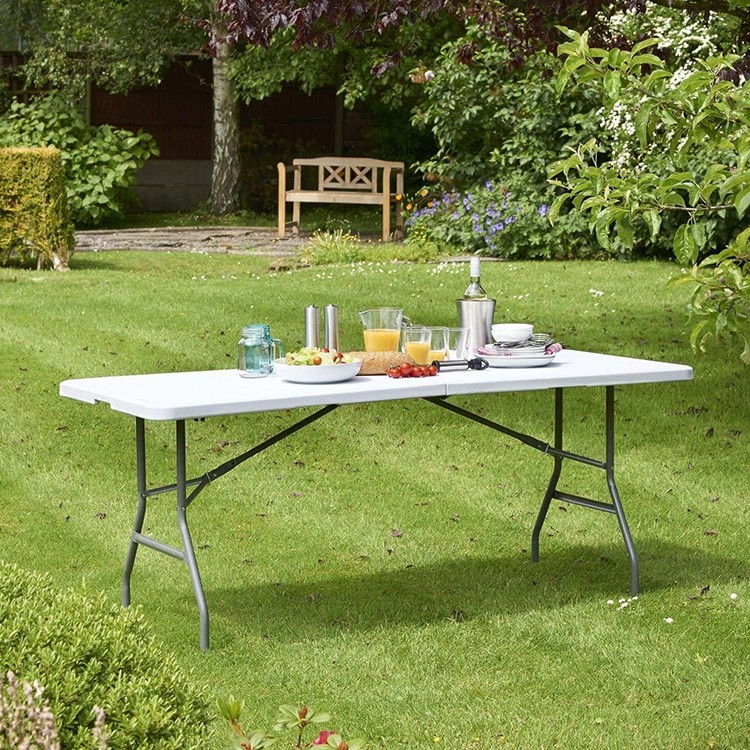Folding Table; White Heavy Duty Plastic Folding Table
