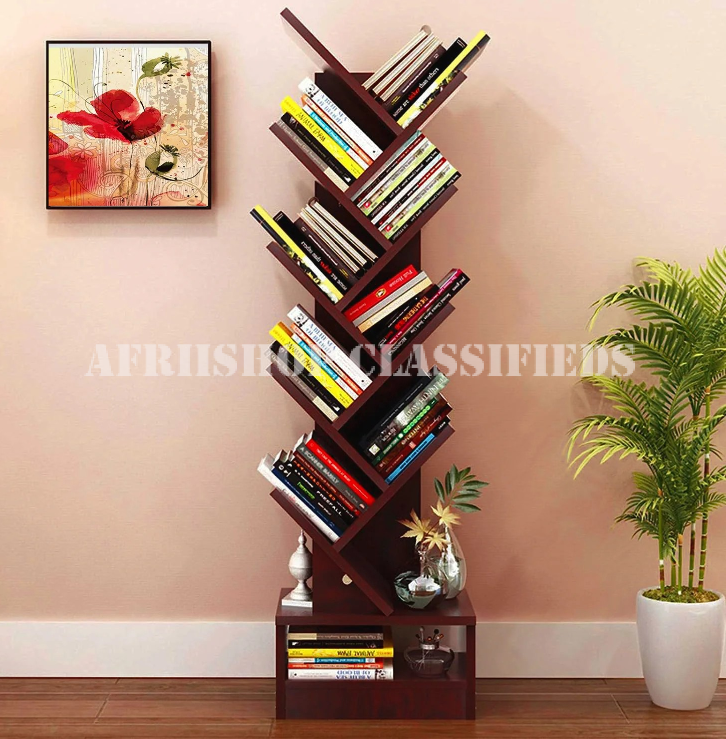 Bookshelf; Tree Shaped Wooden 8 Tier Bookshelf