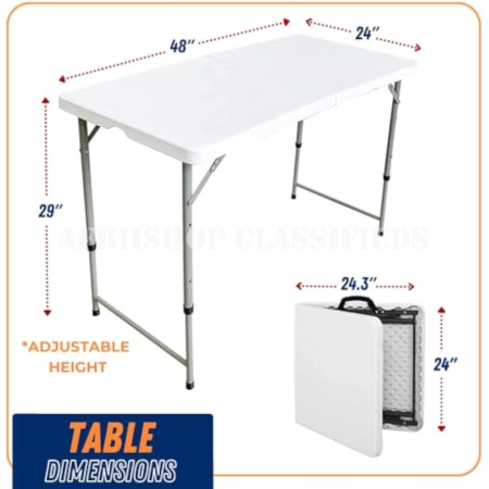 Dining Table; Plastic Foldable Lightweight Dining Table