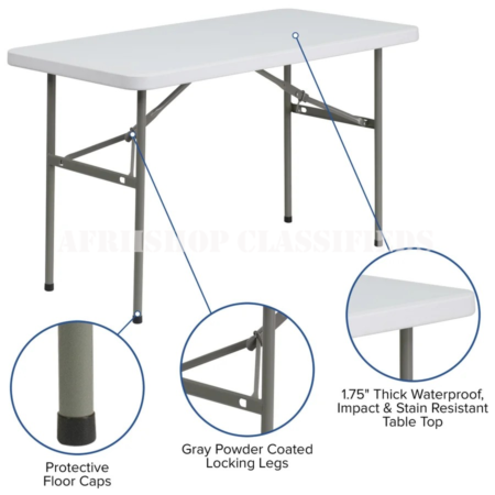 Dining Table; Plastic Foldable Lightweight Dining Table