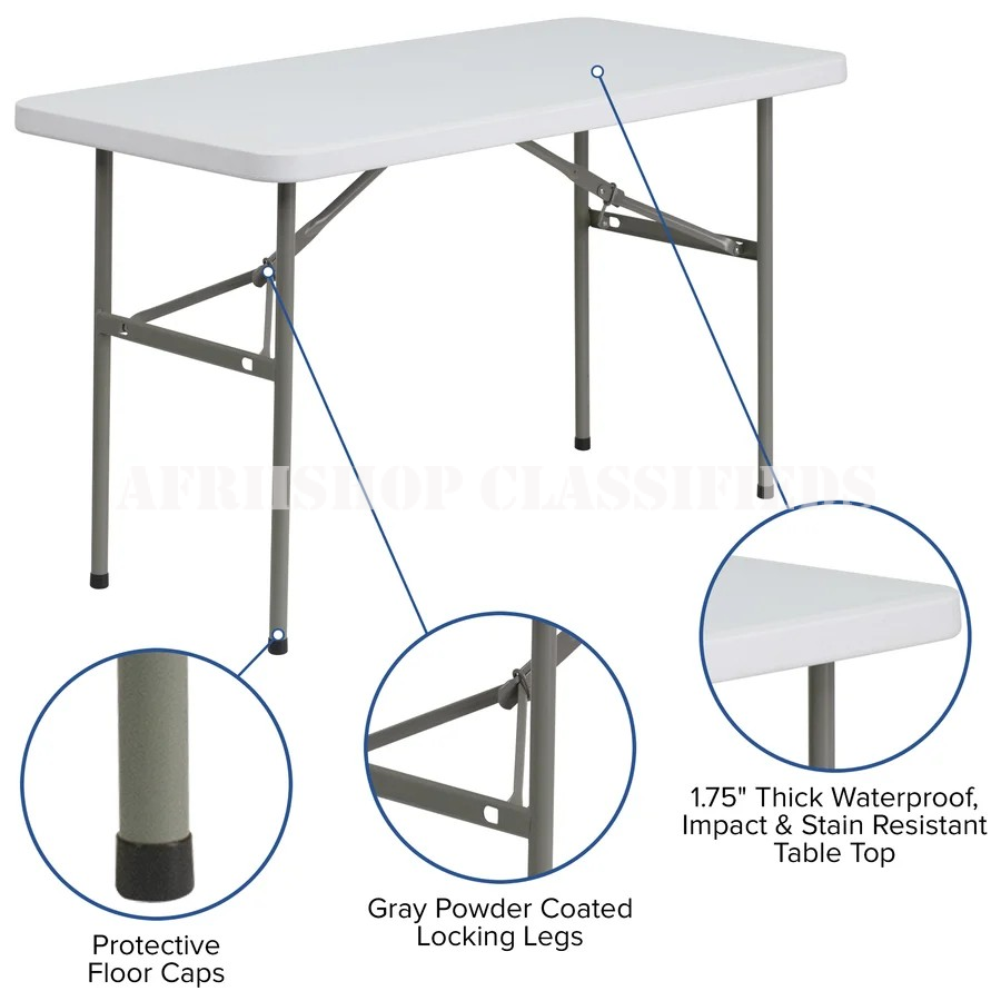 Dining Table; Plastic Foldable Lightweight Dining Table