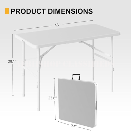 Dining Table; Plastic Foldable Lightweight Dining Table