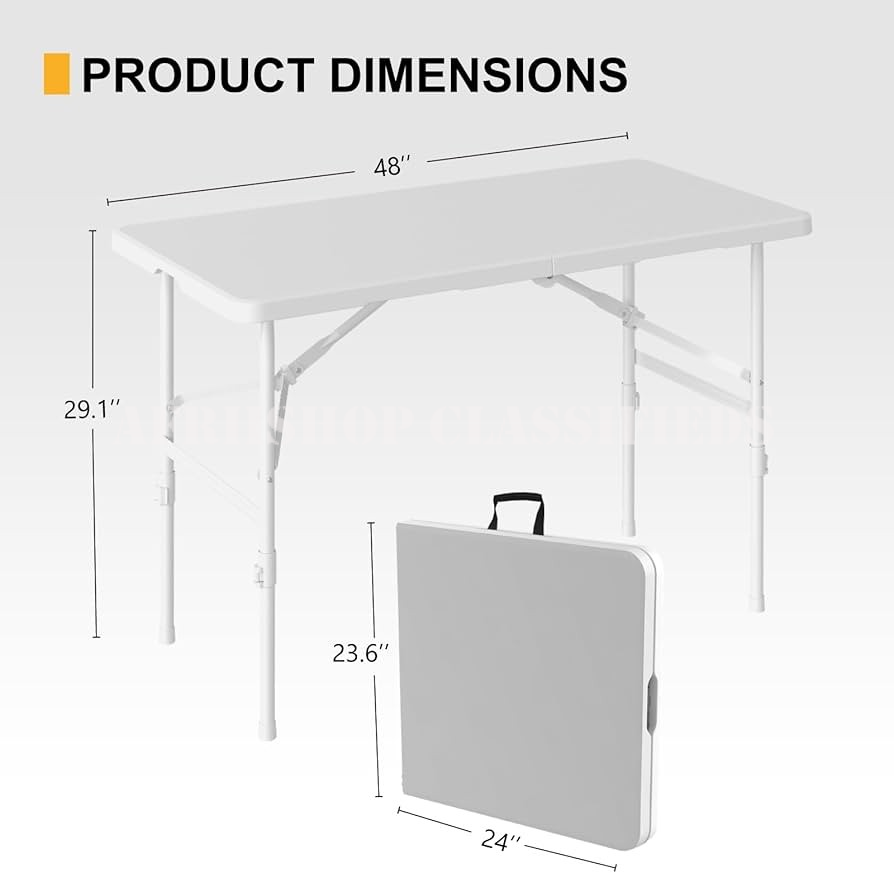Dining Table; Plastic Foldable Lightweight Dining Table
