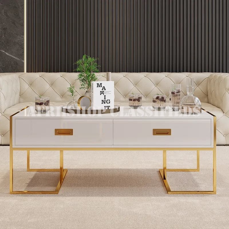 Coffee Tables:Modern Rectangular Coffee Table with 4 Drawers