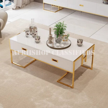 Coffee Tables:Modern Rectangular Coffee Table with 4 Drawers
