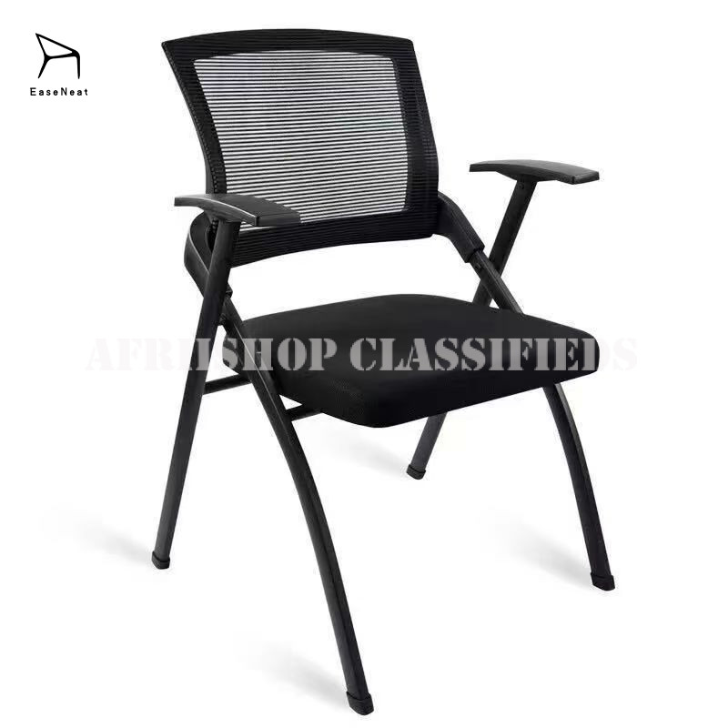 Foldable Chair : 3 Seater Black Foldable Office Chair