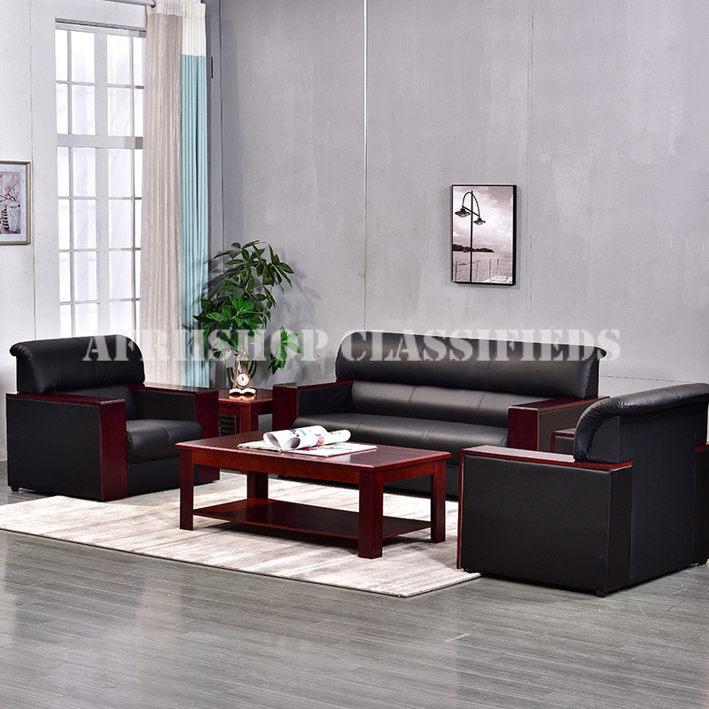 Office Sofa: Black Leather Office Sofa