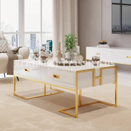 Coffee Tables:Modern Rectangular Coffee Table with 4 Drawers