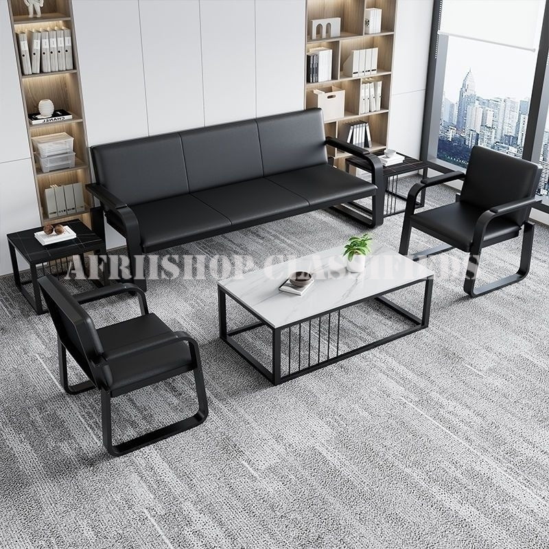 Office Sofa: 5 Seater Black Office Sofa