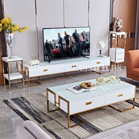 Coffee Tables:Modern Rectangular Coffee Table with 4 Drawers
