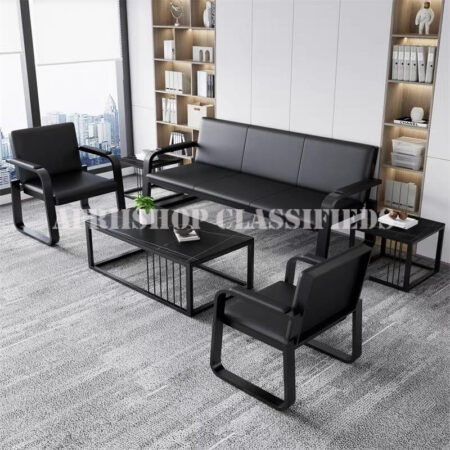 Office Sofa: 5 Seater Black Office Sofa