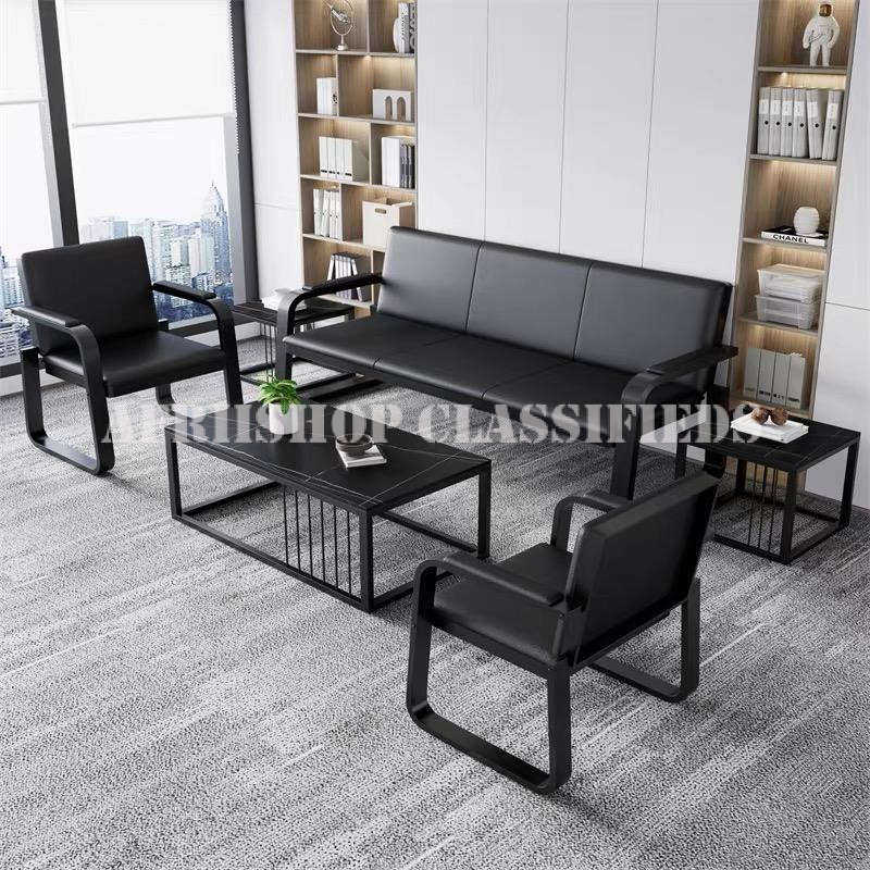 Office Sofa: 5 Seater Black Office Sofa