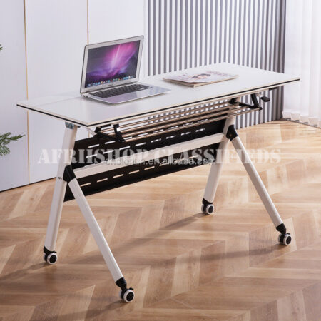 Office Desk : White Foldable Office Table