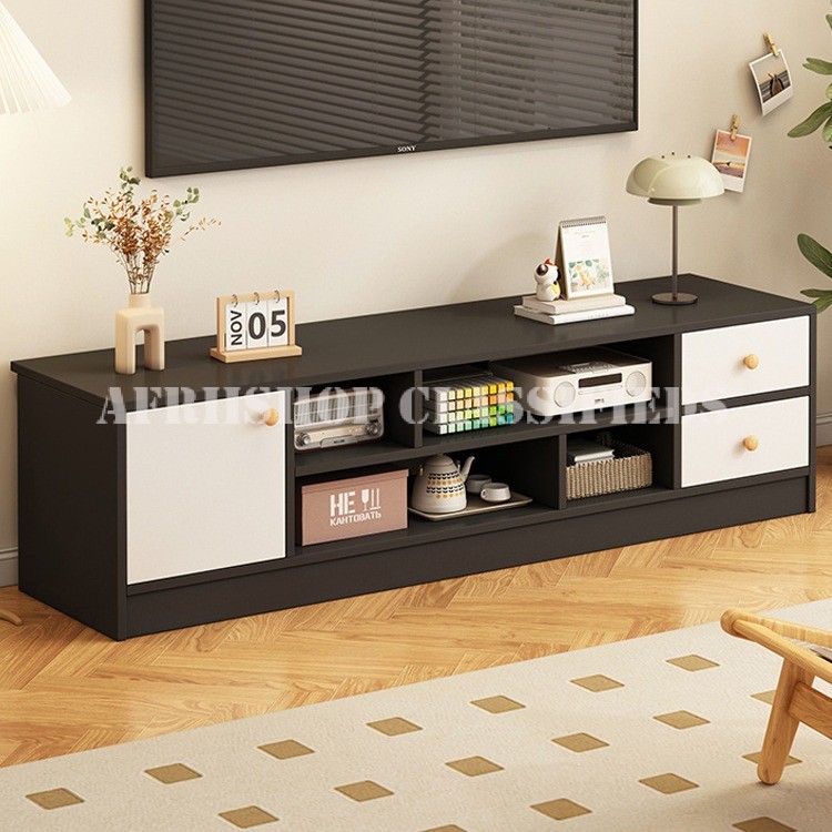 Living Room Furniture; Wooden Entertainment TV Cabinet with Storage