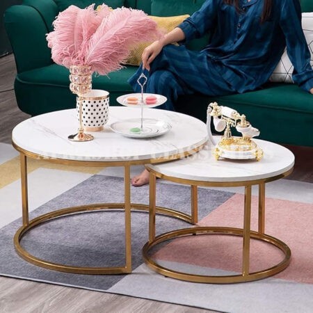 Coffe Tables:Pair Marble Tables