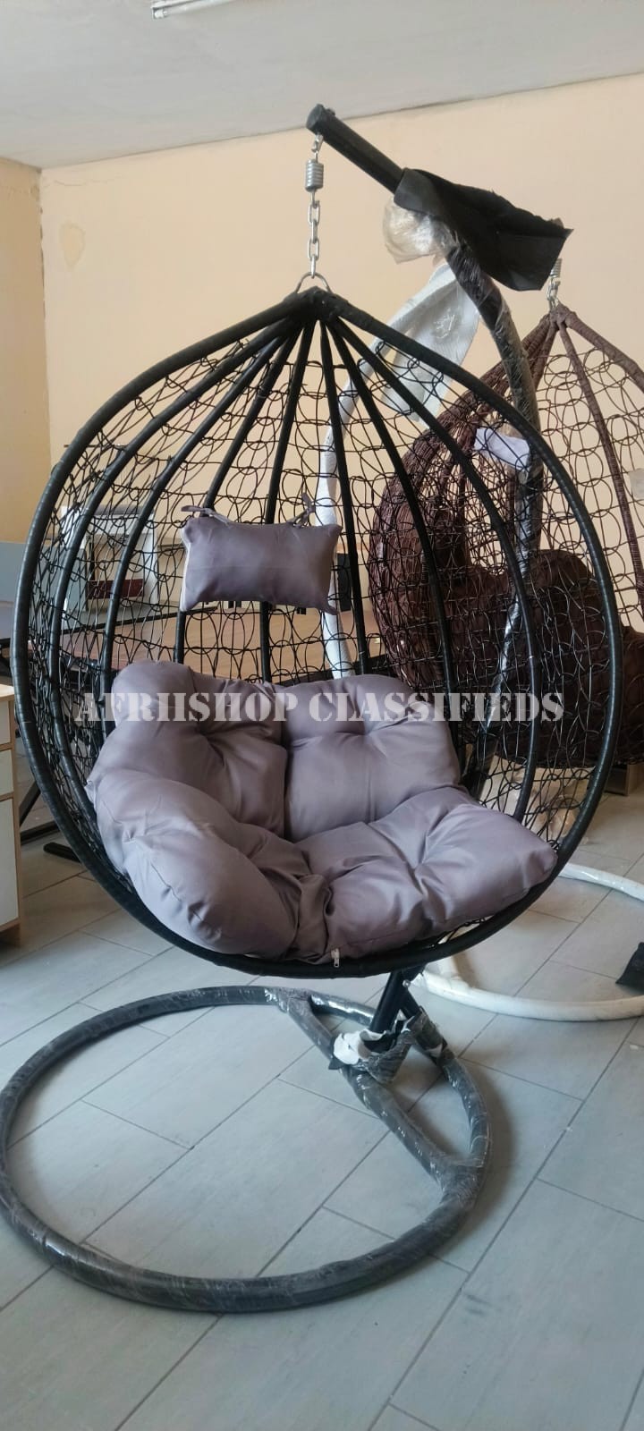Home Chairs; Outdoor Rattan Steel Patio Hanging Egg Chair