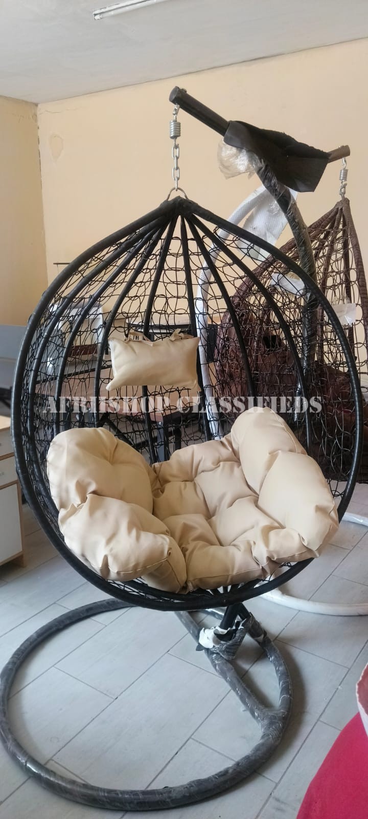 Home Chairs; Outdoor Rattan Steel Patio Hanging Egg Chair