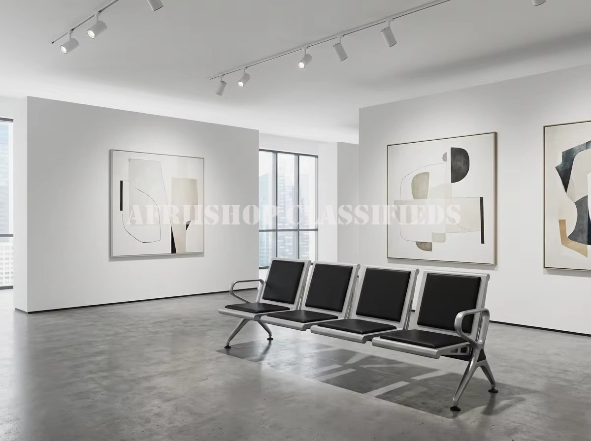 Benches; Modern 4-Seater Comfortable Stainless Steel Waiting Chair