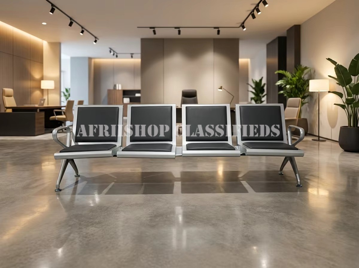 Benches; Modern 4-Seater Comfortable Stainless Steel Waiting Chair