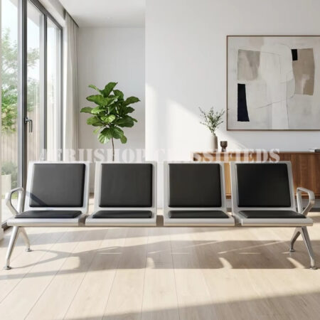 Benches; Modern 4-Seater Comfortable Stainless Steel Waiting Chair