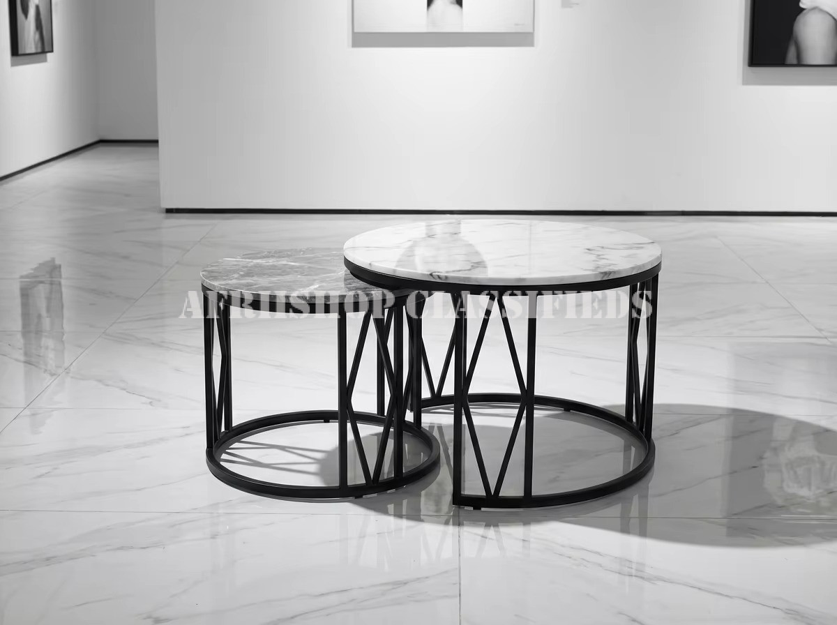 Coffee Tables; Modern Design Home Round Metal Legs Coffee Table