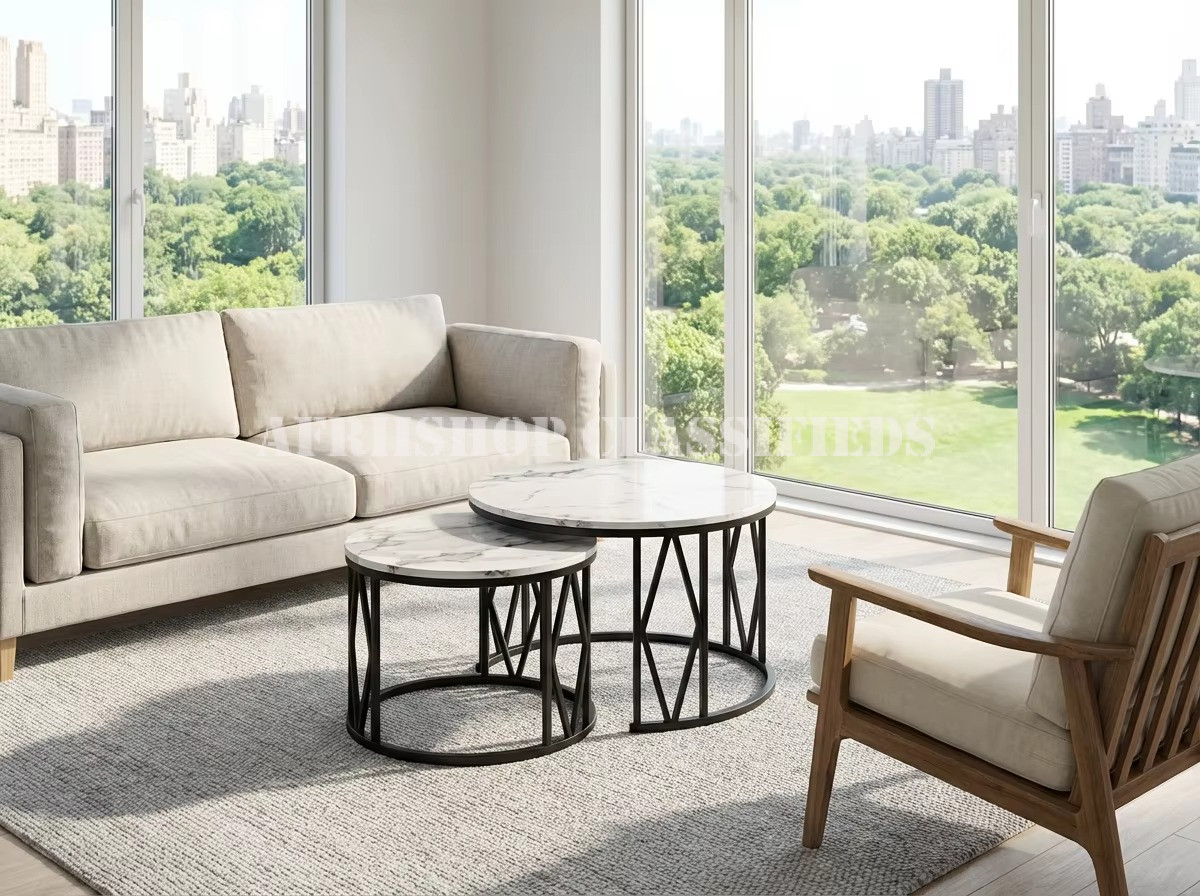 Coffee Tables; Modern Design Home Round Metal Legs Coffee Table
