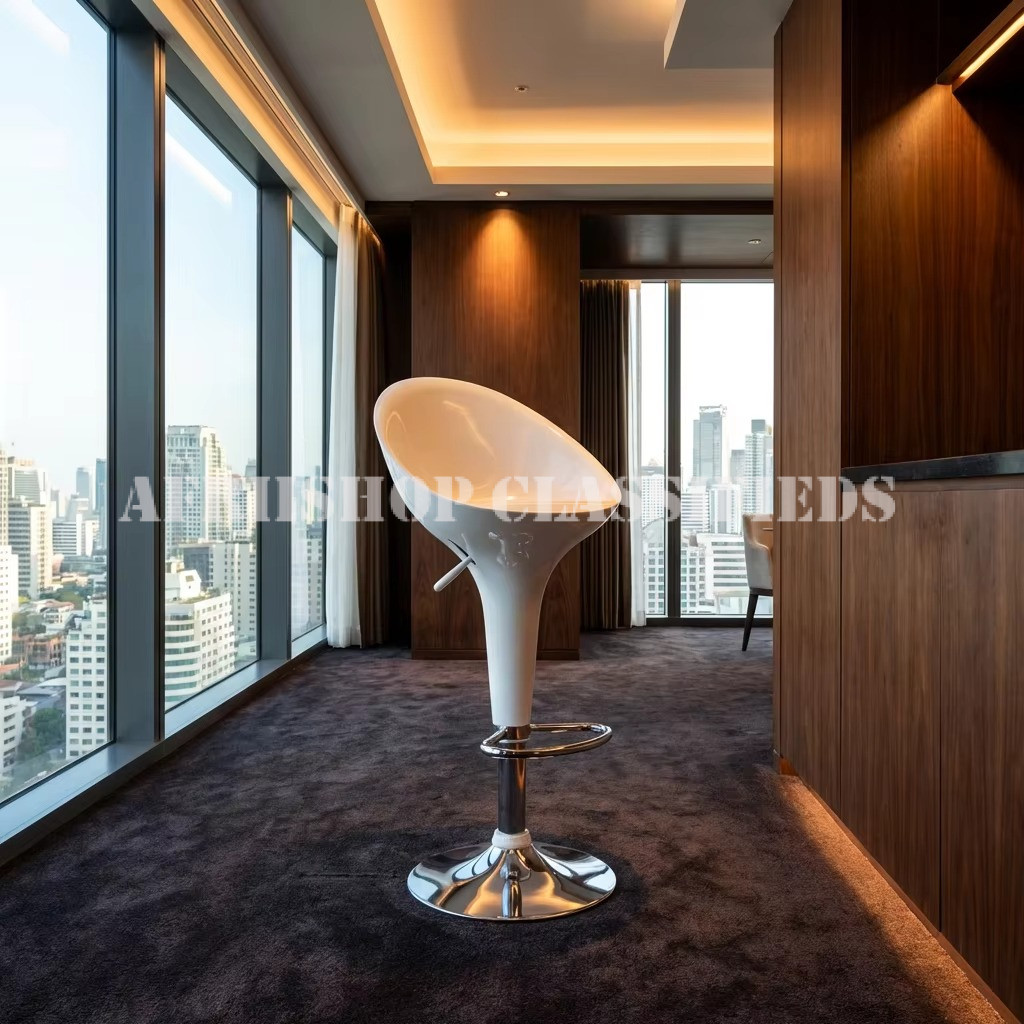 Home Chairs; Plastic Height Adjustable Counter Height White Bar Stool