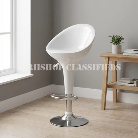 Home Chairs; Plastic Height Adjustable Counter Height White Bar Stool